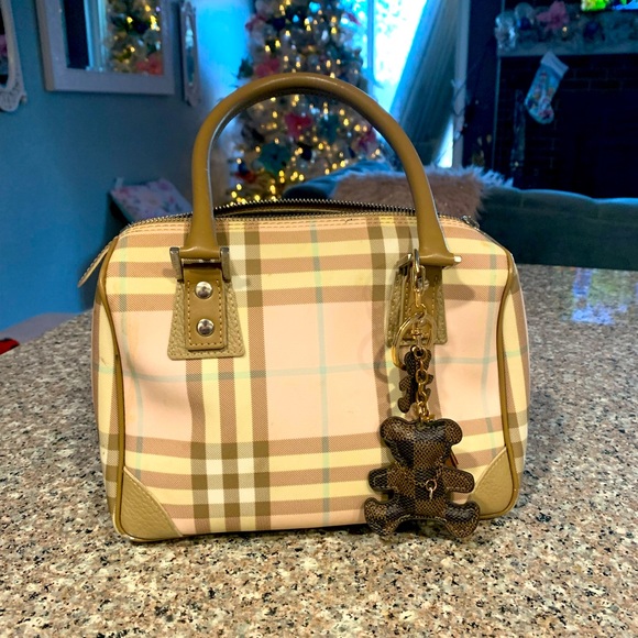 VINTAGE PINK BURBERRY NOVA CHECK SATCHEL - Picture 1 of 14